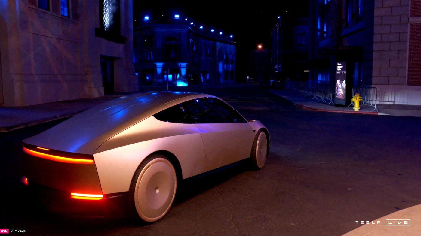 Le robotaxi d'Elon Musk a été présenté ce jeudi 10 octobre à Los Angeles (Californie). Reuters/Handoud/Tesla