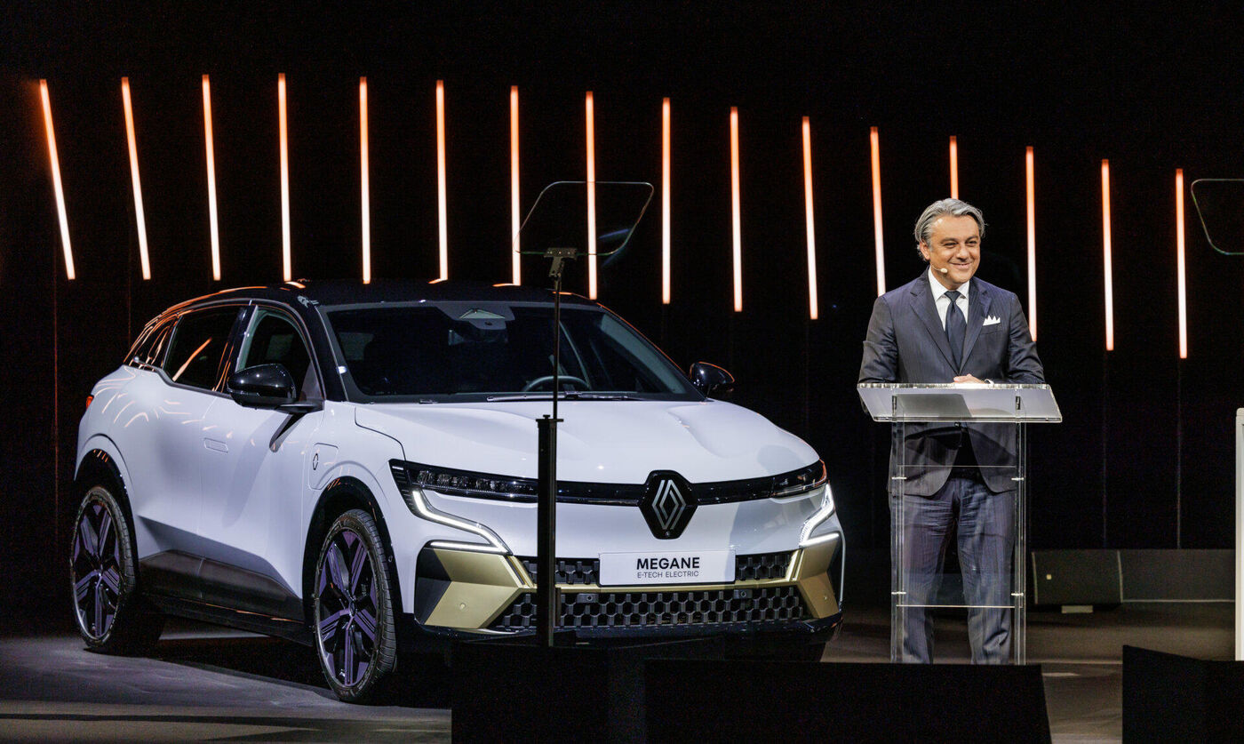 Luca de Meo, le directeur général du groupe Renault, s’est voulu rassurant, en évoquant notamment la nouvelle Mégane 100 % électrique, lors de l’assemblée générale des actionnaires, ce mercredi 25 mai. OMG Photographe