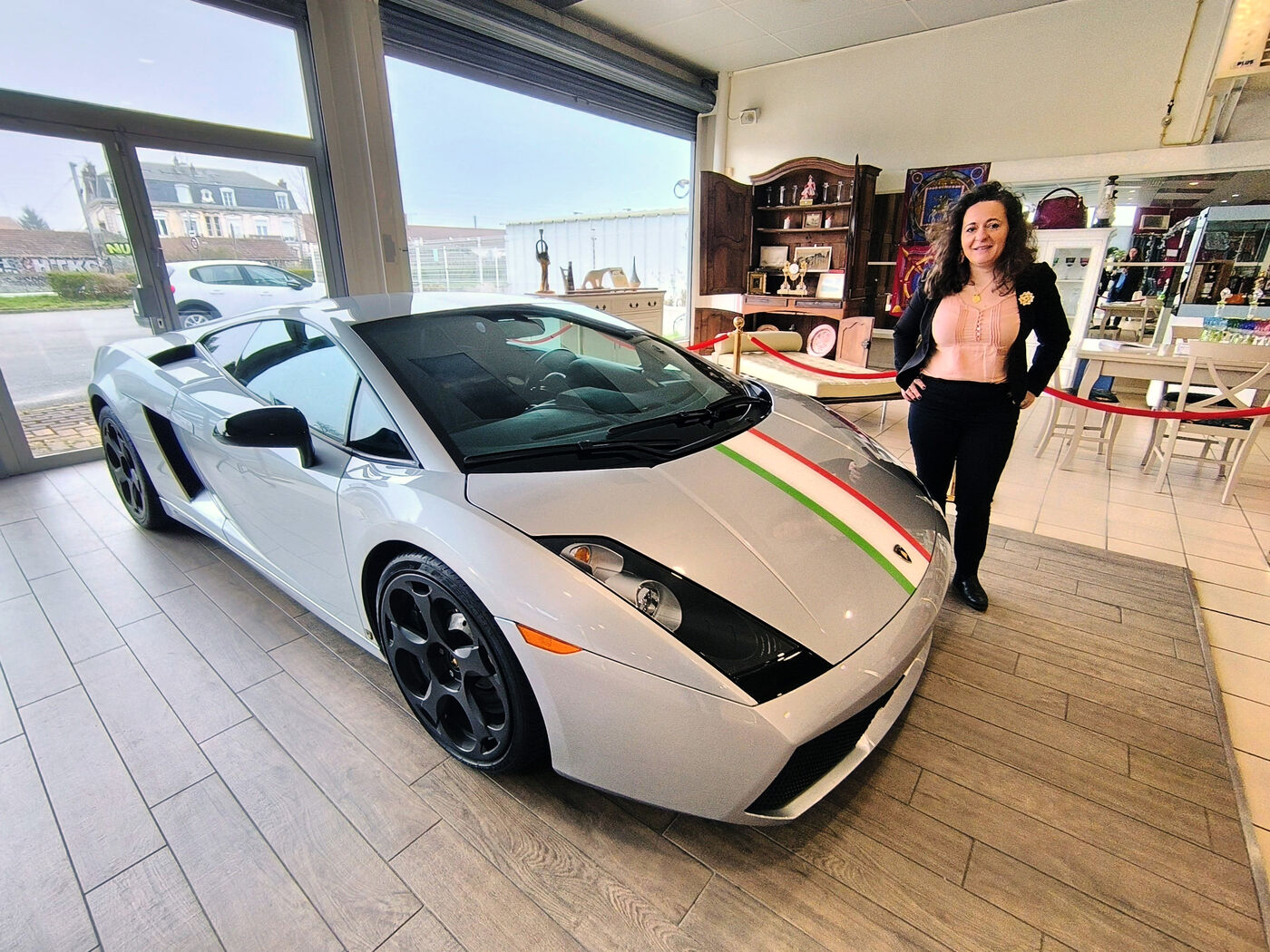 Venette (Oise), le 25 mars. La Lamborghini Gaillardo de la légende du football, David Beckham n'a que 9900 km au compteur. LP/Stéphanie Forestier