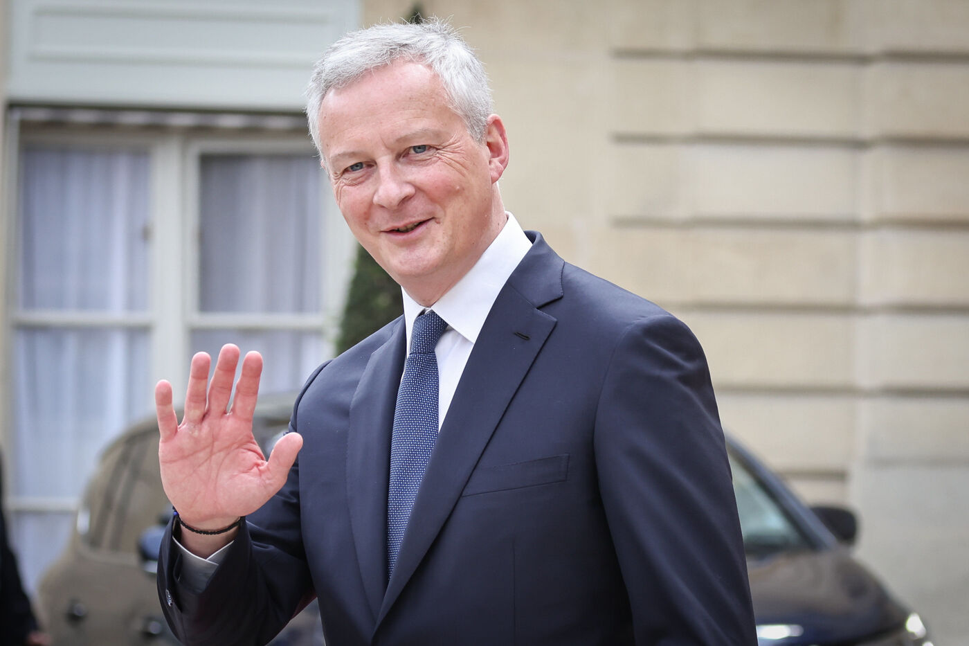 Paris, le 7 mai. Bruno Le Maire arrive à la cérémonie d’investiture d'Emmanuel Macron pour son deuxième mandat présidentiel. LP/Frédéric Dugit